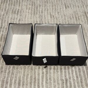 Container Store - Set of 3 - Grey Storage Baskets lined